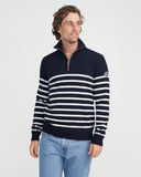 Holebrook Sweden Stellan Windproof 1/4 Zip Pullover Sweater in Navy/Off-White