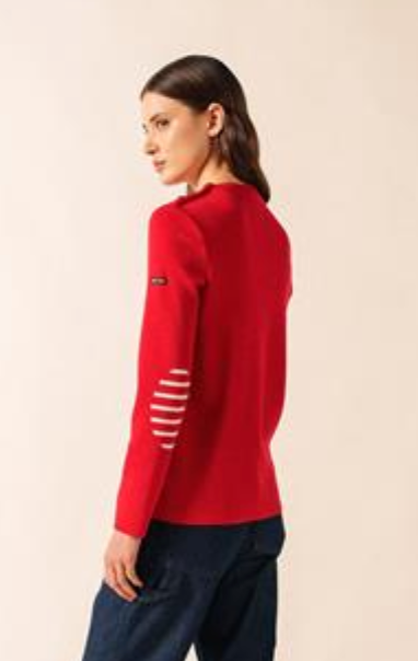 SAINT JAMES OF FRANCE WOMEN'S BREGANCON SAILOR SWEATER IN TULIPE