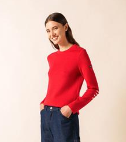 SAINT JAMES OF FRANCE WOMEN'S BREGANCON SAILOR SWEATER IN TULIPE