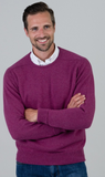 William Lockie Melrose Loganberry Crew Neck Sweater in 100% 2 ply Cashmere