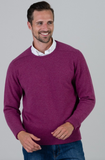 William Lockie Melrose Loganberry Crew Neck Sweater in 100% 2 ply Cashmere