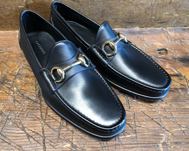 Magnanni Giancarlo Bit Loafer in Black Calf with Rubber/Leather Sole