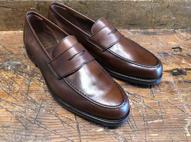 Crockett & Jones Harvard 2 Unlined Penny in Walnut Milled Calf with City Sole