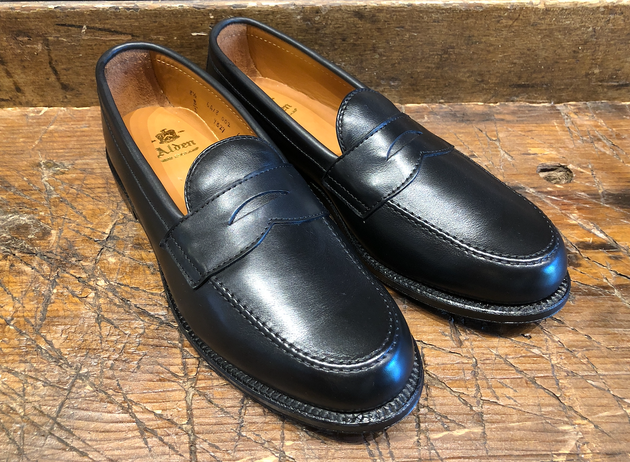 Alden Leisure Penny in Black Canton Calf with Single Oak Leather Soles