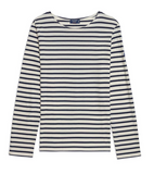 SAINT JAMES OF FRANCE MINQUIERS MODERN BRETON STRIPED SHIRT IN ECRU/MARINE