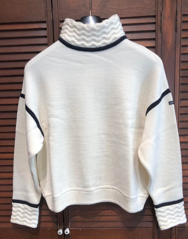SAINT JAMES OF FRANCE WOMEN'S SWELL HIGH NECK SWEATER IN ECRU/NAVY
