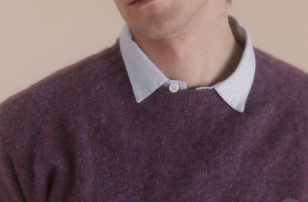 Harley of Scotland Men's Supersoft Wool Crew Neck Sweater in Calluna Shaggy Brush