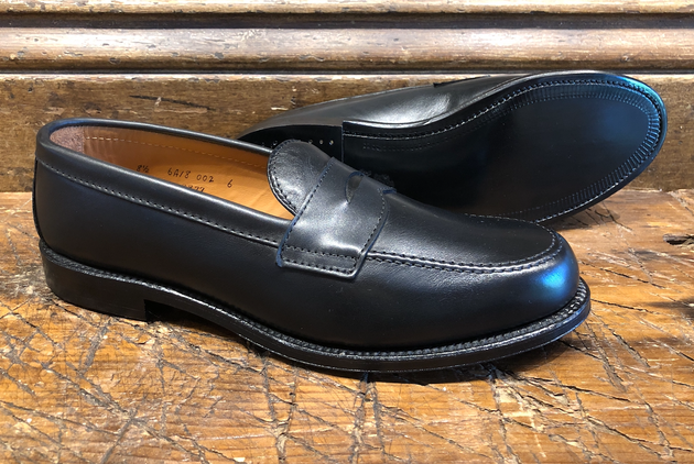 Alden Leisure Penny in Black Canton Calf with Single Oak Leather Soles