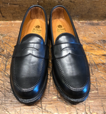 Alden Leisure Penny in Black Canton Calf with Single Oak Leather Soles