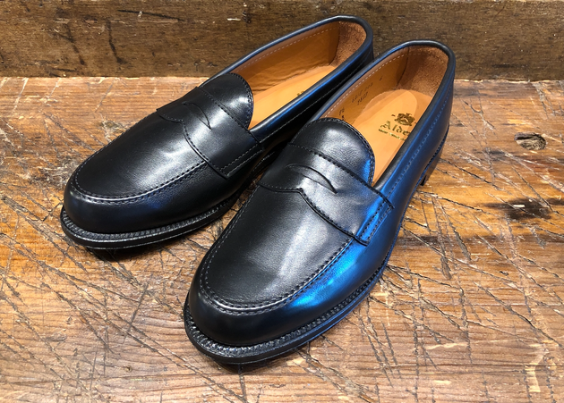 Alden Leisure Penny in Black Canton Calf with Single Oak Leather Soles