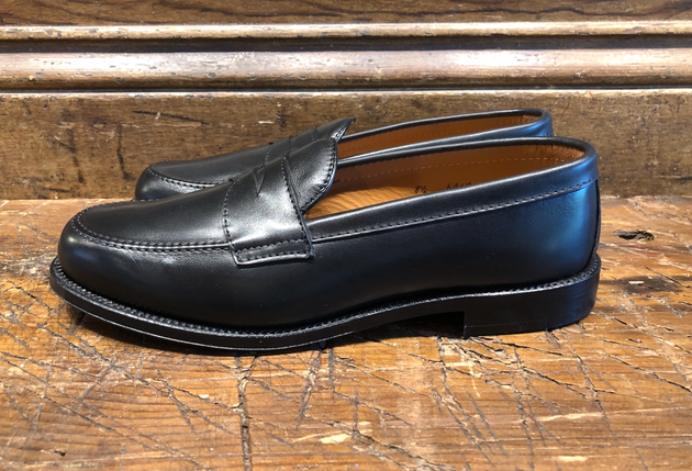 Alden Leisure Penny in Black Canton Calf with Single Oak Leather Soles