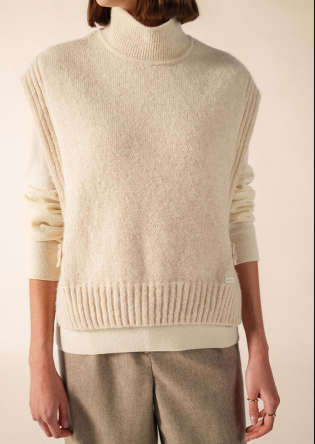 SAINT JAMES OF FRANCE CIBOURE ECUME (BEIGE) SWEATER VEST