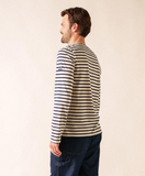 SAINT JAMES OF FRANCE MINQUIERS MODERN BRETON STRIPED SHIRT IN ECRU/MARINE