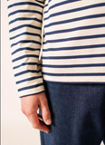 SAINT JAMES OF FRANCE MINQUIERS MODERN BRETON STRIPED SHIRT IN ECRU/MARINE