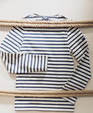 SAINT JAMES OF FRANCE MINQUIERS MODERN BRETON STRIPED SHIRT IN ECRU/MARINE