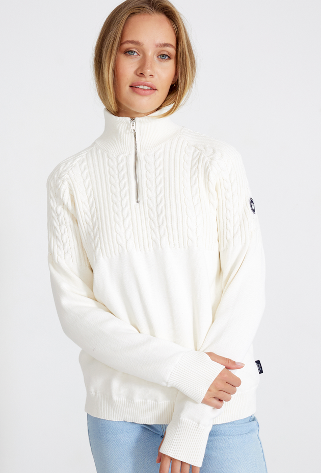 HOLEBROOK SWEDEN KLARA WINDPROOF T-NECK SWEATER IN OFF WHITE