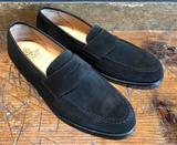 Crockett & Jones Boston Penny in Black Suede with Leather Sole