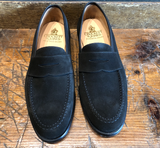 Crockett & Jones Boston Penny in Black Suede with Leather Sole