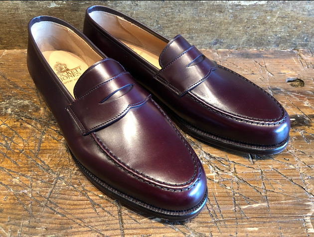 Crockett & Jones Boston Penny in Burgundy Calvary Calf with Leather Sole