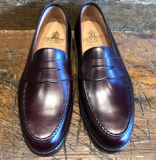 Crockett & Jones Boston Penny in Burgundy Calvary Calf with Leather Sole