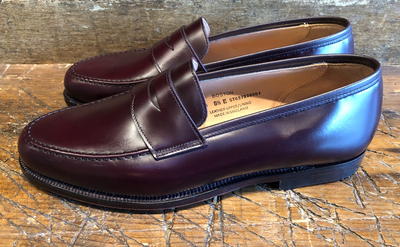 Crockett & Jones Boston Penny in Burgundy Calvary Calf with Leather Sole