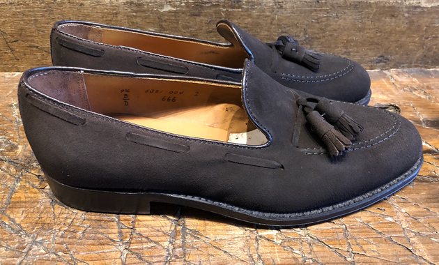 Alden Tassel Loafer in Dark Brown Mocha Kid Suede