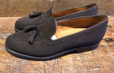 Alden Tassel Loafer in Dark Brown Mocha Kid Suede