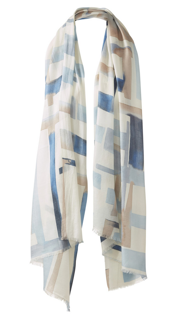 KINROSS GEO PRINT SCARF IN SKYWAY MULTI