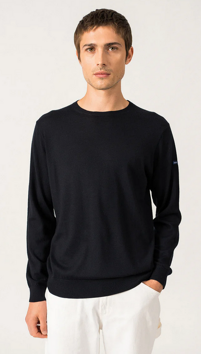 SAINT JAMES OF FRANCE MEN'S TRIESTE FINE KNIT MERINO CREW NECK SWEATER IN NAVY