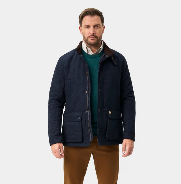 Alan Paine Men's Felwell Quilted Jacket in Dark Navy