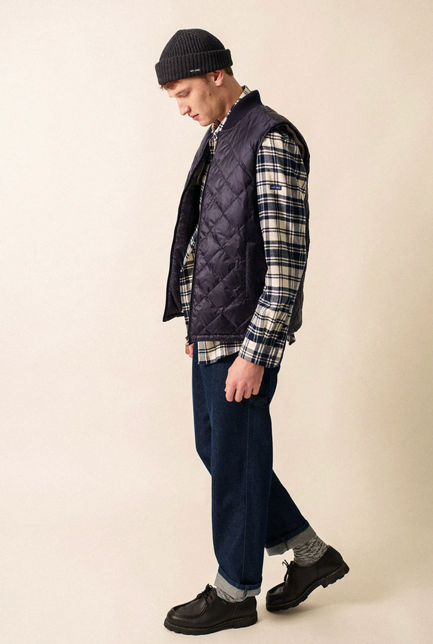 SAINT JAMES OF FRANCE MEN'S ST PIERRE DOWN AND FLEECE VEST IN NAVY