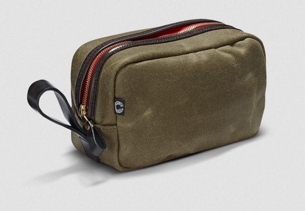 CROOTS LTD ENGLISH VINTAGE WAXED CANVAS WASH KIT IN OLIVE