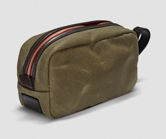 CROOTS LTD ENGLISH VINTAGE WAXED CANVAS WASH KIT IN OLIVE
