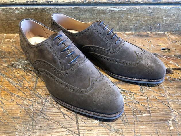 Crockett & Jones Westgate 2 Wing Tip in Dark Brown Calf Suede with City Sole