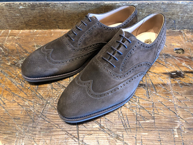 Crockett & Jones Westgate 2 Wing Tip in Dark Brown Calf Suede with City Sole