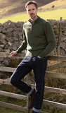 WILLIAM LOCKIE LEVEN ZIP-NECK SWEATER IN ROSEMARY