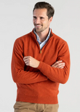 WILLIAM LOCKIE LEVEN ZIP-NECK LAMBSWOOL SWEATER IN EMBER