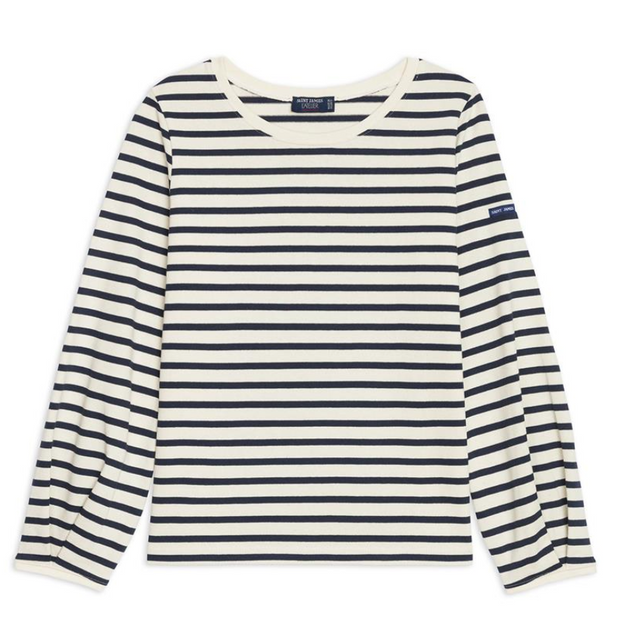 SAINT JAMES OF FRANCE WOMEN'S YVOIRE SAILOR SHIRT IN ECRU/MARINE
