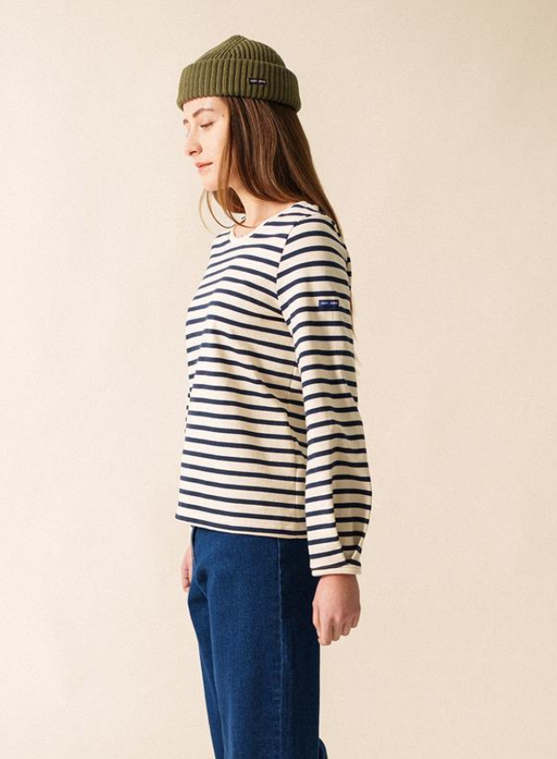 SAINT JAMES OF FRANCE WOMEN'S YVOIRE SAILOR SHIRT IN ECRU/MARINE