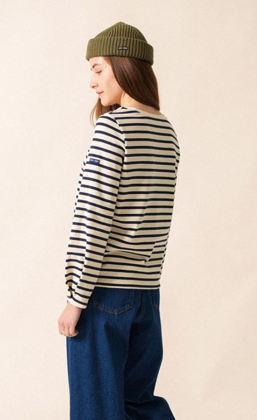 SAINT JAMES OF FRANCE WOMEN'S YVOIRE SAILOR SHIRT IN ECRU/MARINE