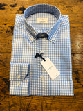 Mirto Long Sleeve Button Down Sport Shirt with Blue Check