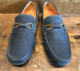 Martin Dingman Bermuda Braid Slip-On in Navy Nubuck Leather