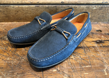 Martin Dingman Bermuda Braid Slip-On in Navy Nubuck Leather