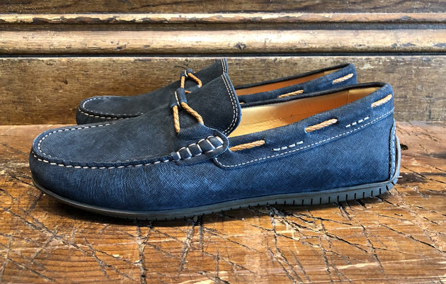 Martin Dingman Bermuda Braid Slip-On in Navy Nubuck Leather