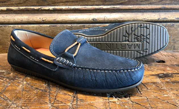 Martin Dingman Bermuda Braid Slip-On in Navy Nubuck Leather