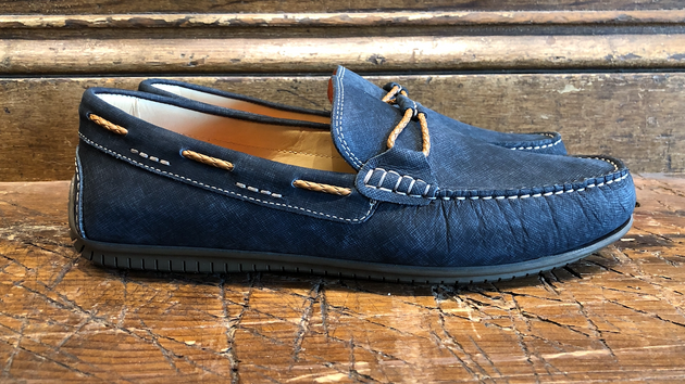 Martin Dingman Bermuda Braid Slip-On in Navy Nubuck Leather