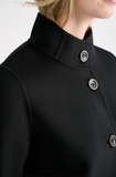 KINROSS CASHMERE HIGH BUTTON MOCK NECK COAT IN BLACK
