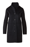 KINROSS CASHMERE HIGH BUTTON MOCK NECK COAT IN BLACK