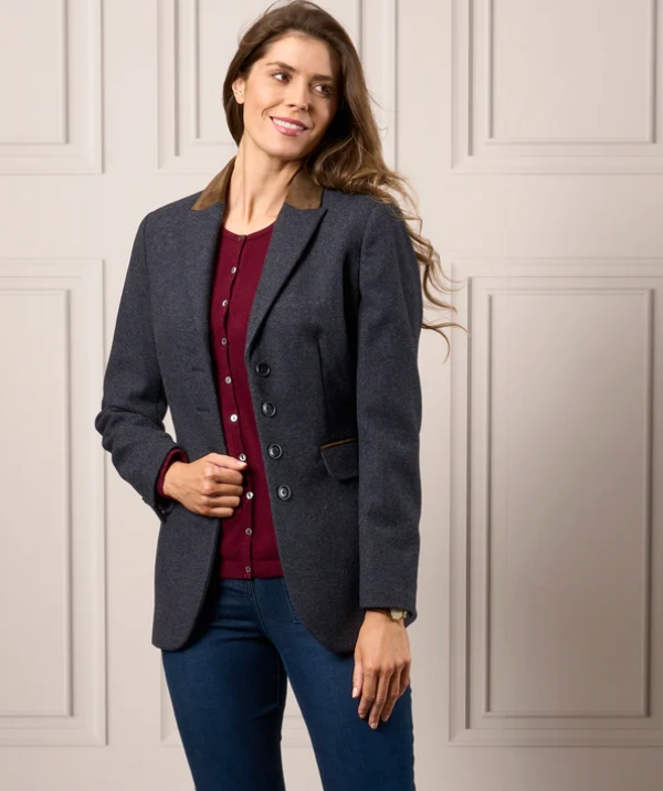 ALAN PAINE SURREY LADIES BLAZER IN BLUE WOOL TWEED