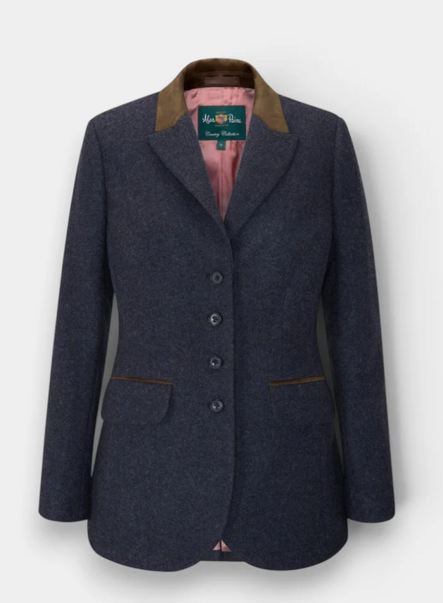 ALAN PAINE SURREY LADIES BLAZER IN BLUE WOOL TWEED